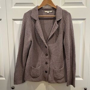Boden Cozy Knit Button-Front Sweater Blazer - Dusty Mauve Size 14
